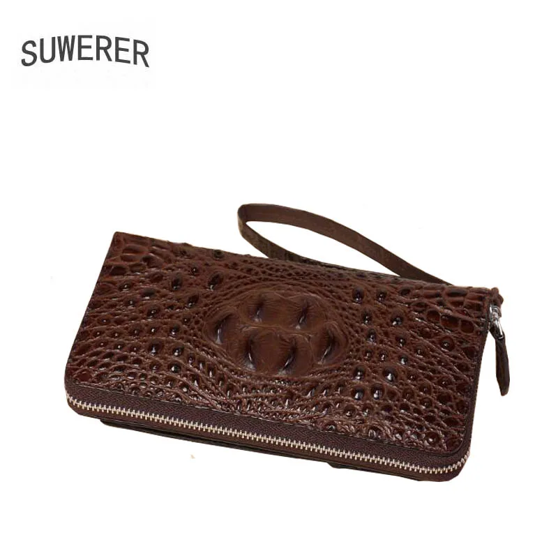

SUWERER 2019 new ladies leather clutch High-grade leather luxury fashion crocodile ladies leather bag