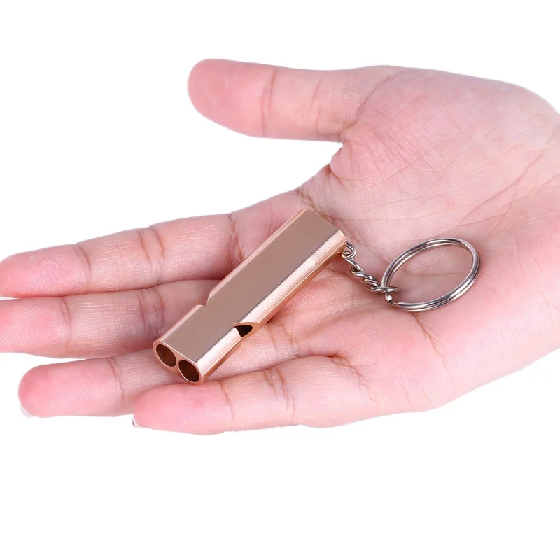 

Mini Whistle Aluminum alloy Keychain Outdoor Survival Whistle Double Pipe High Decibel Outdoor Emergency Whistle Keychains Newes