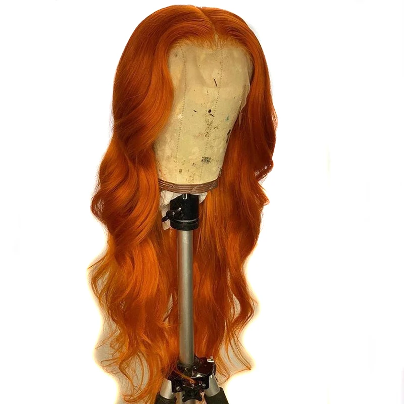 PrePlucked волнистые оранжевые цветные 360 парик шнурка фронта al с волосами младенца 180