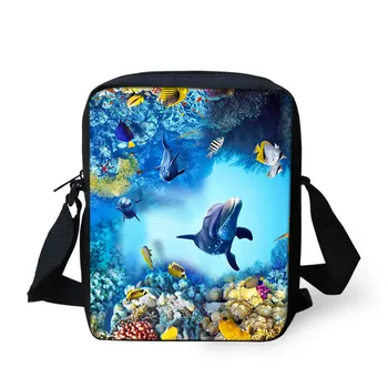 

THIKIN Cute Tropical Dolphin Shoulder Handbags for Kids Girls High Quality Children Mini Crossbody Bag Daily Messenger Bag Bolsa