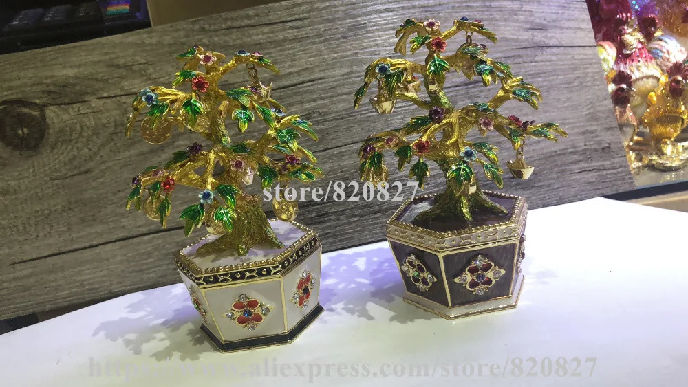 Бонсай цветок дерево брелок коробка источник денежное дерево шкатулка для драгоценностей с монетами и золотой слиток Fengshui Фортуна