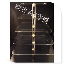 Площадь Прозрачный 6 уровня Акриловые Свадебный торт стенд кекс Дисплей подставка для День рождения украшение партии