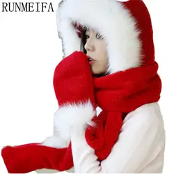 Двойной слой утолщение Удобная шапка шарф Перчатки одна часть женского 1 предмет осенняя и зимняя термальная глушитель шарф