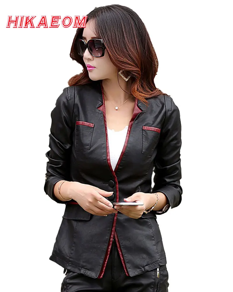 

Leather Jackets For Women Suede Blazer Biker Ladies Patchork Synthetic Lether V-neck Brand Factory Direct Faux Leather Jacket