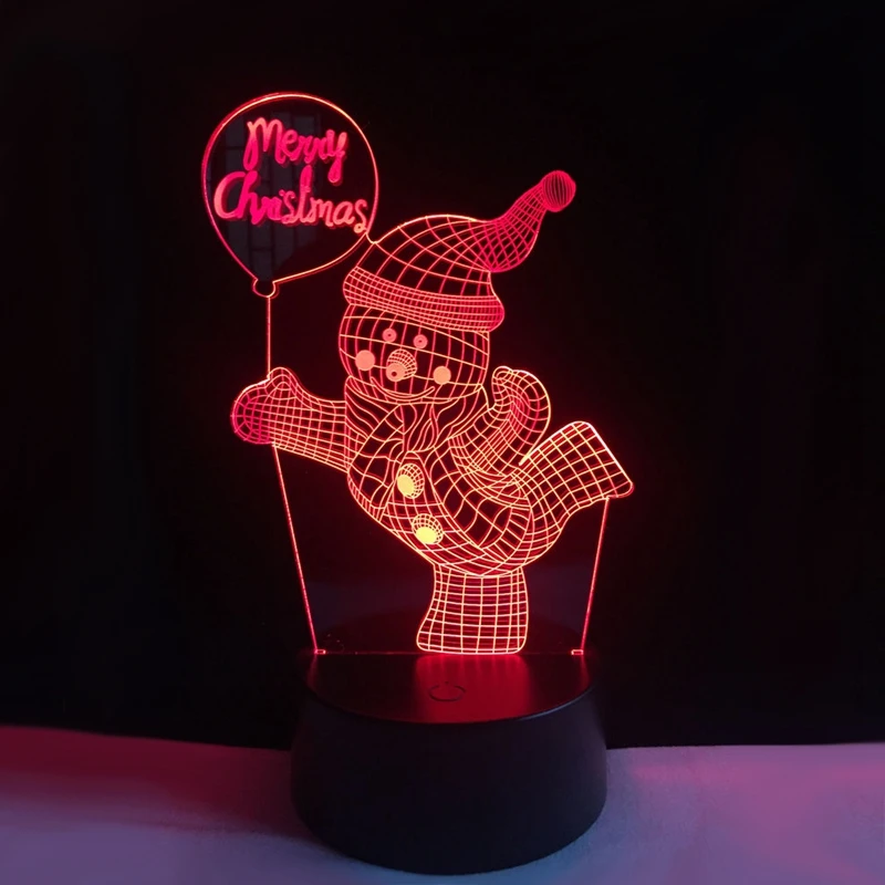 Новый Рождественский Декор Снеговик RGB лампа 3D визуальные Светодиодные ночные