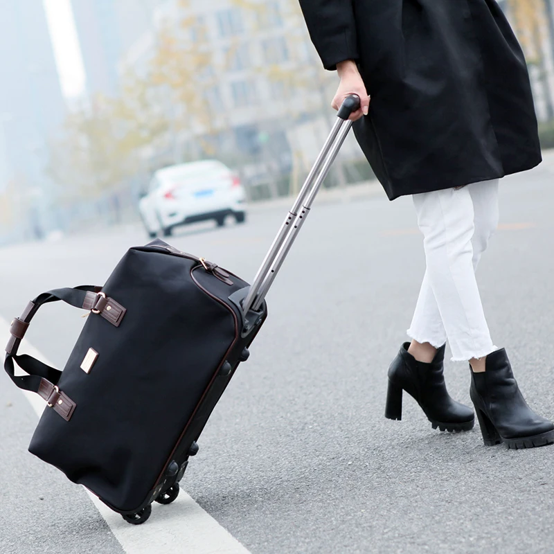 

Fashion Unisex Luggage Travel Bags Wheels Duffle Luggage Bag Folding Large Capacity Trolley Bag Clothes Organizer Tote Tug Bag