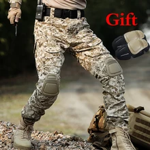 Уличные мужские тактические брюки Ghillie, охотничьи камуфляжные брюки, брюки-карго, армейские тренировочные Военные наколенники, спортивные походные брюки