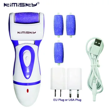 

KIMISKY Purple Foot Care Tool Rechargeable Waterproof Electric Pedicure Foot File Callus Remover Feet Dead Skin 4Ps Rollers Head