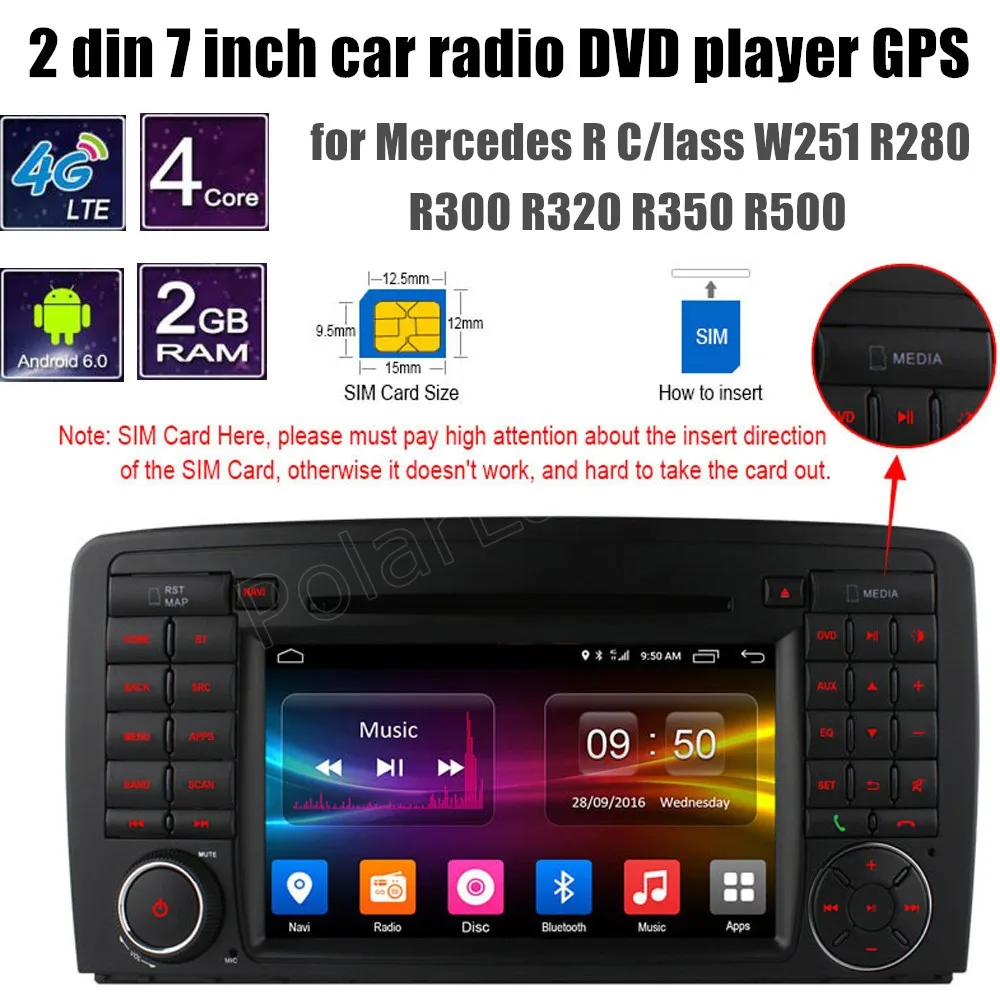 Для Benz R Class W251 R280 R300 r320 R350 R500 Android 6.0 dvd-плеер автомобиля GPS Радио Руль управления