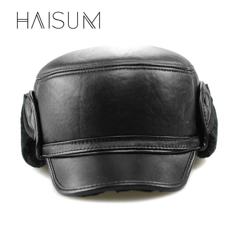 Новое поступление года. Мужская Меховая куртка Haisum из натуральной кожи в стиле пэчворк. Теплая зимняя шапка/шапка Cs03