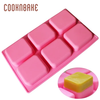 

COOKNBAKE Silicone small cake Mold square jello pudding pastry baking tool cake bakeware 6 holes Handmade soap candle ice molds