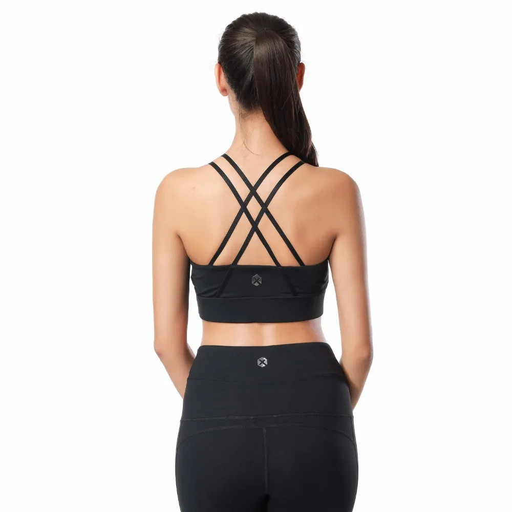 X-HERR Padded Bra Elastic Breathable Sports Bra Mesh Cross Back Women Top Yoga Bra Layered Sportswear Push Up Women Top