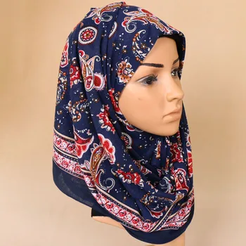 

women jersey printed floral scarf bohemian elastic cashew summer scarves shawls hijab muslim long wrap headband scarf 180*80cm