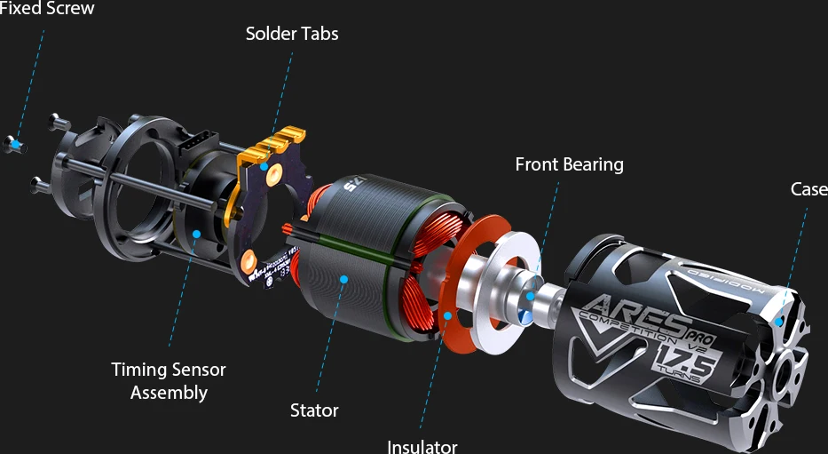 ARES PRO V2 сенсорный бесщеточный двигатель 1/10 двигатель для соревнований 17,5 T 2200KV бесщеточный двигатель спец гоночный автомобиль для радиоуправляемого автомобиля для соревнований