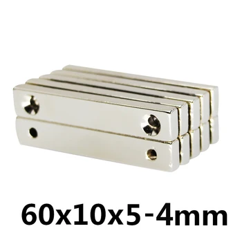 

3pcs 60x10x5mm hole 4mm N35 Strong Square NdFeB Rare Earth Magnet 60x10x5 mm 2hole 4mm