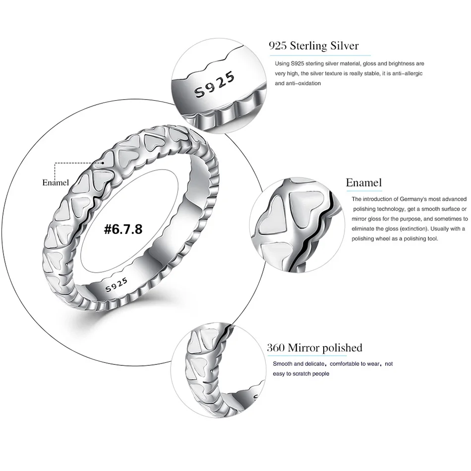 BELAWANG Романтический Роскошный уникальный дизайн кольцо из стерлингового серебра 925 проложить эмалированная подвеска в виде сердца палец кольцо ювелирные изделия для женщин Bijoux подарок