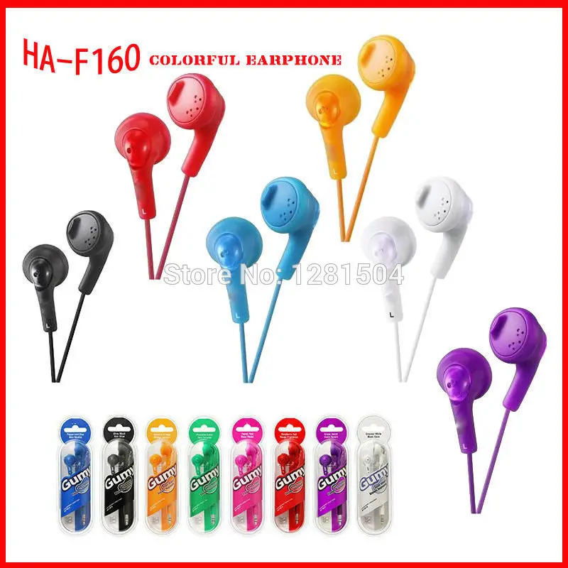 Best Colorful 3.5mm HA-F160 For iphone 6 5 Gummy In-Ear Earphone For MP3/MP4/PSP Mobile Phone 100pcs/lot Free Shipping 0
