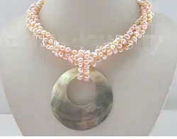 18 "4row 6 мм розовый искусственный жемчуг в стиле барокко ожерелье, с фабрики, опт цена Для женщин Giftword ювелирные изделия