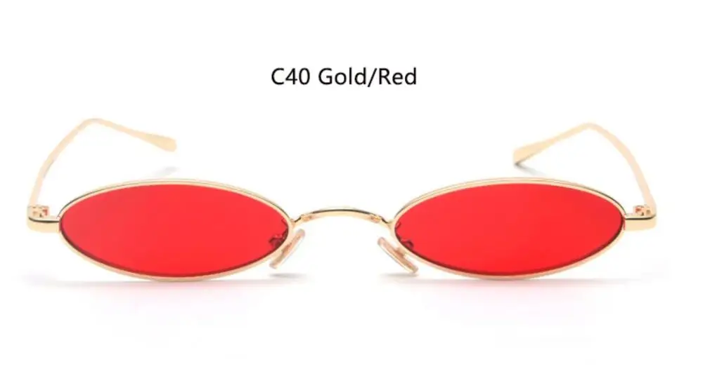 C40 gold red lens Высококачественные маленькие Солнцезащитные очки женские роскошные брендовые дизайнерские ретро красные овальные солнцезащитные очки мужские металлические тонированные очки Rihanna - Цвет линз: C40 gold red lens