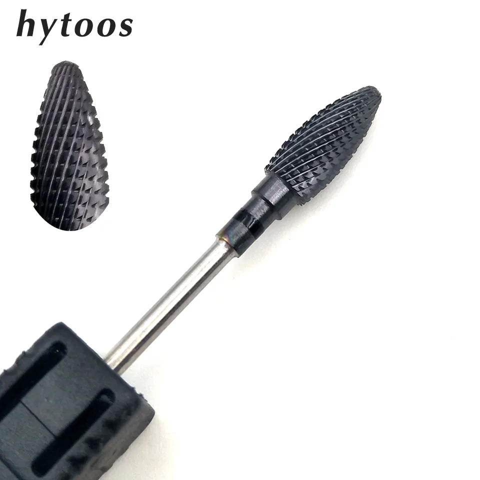 HYTOOS 3 типа карбид-вольфрамовый ногти сверло Черный Титан покрытием бурр электрические сверла аксессуары для маникюра фрезерные инструменты - Цвет: H0615PSH