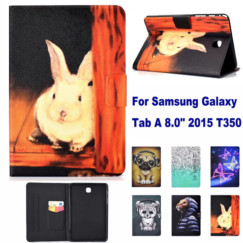 Модный чехол с подставкой и отделением для карт Samsung Galaxy Tab A 8 0 &quot 2015 T350 кошкой