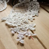 2 Pieces White Red Blue Lace Applique Flower Sequin Lace Fabric Decoration For Garment Accessories Sew On Cloth Costume Craft 4