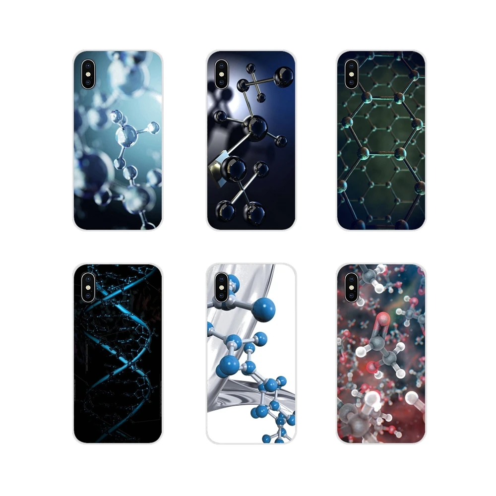 

For Xiaomi Redmi 4A S2 Note 3 3S 4 4X 5 Plus 6 7 6A Pro Pocophone F1 Physical Molecule Atom Structure Transparent TPU Skin Cover