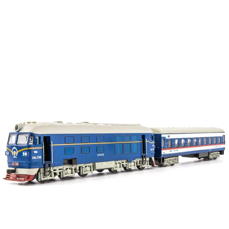 Детские литые игрушки Модель поезда Dongfeng двигатель внутреннего сгорания паровой поезд с отсеком металлический материал модель игрушечного автомобиля