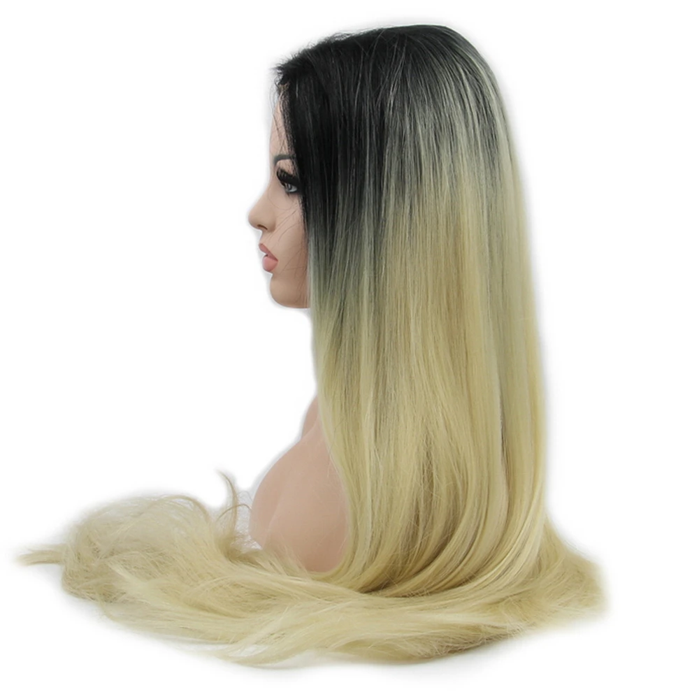Yiyaobess длинный без клея синтетический парик фронта шнурка прямые волосы термостойкие черные светло-золотистые серые коричневые Омбре парики для женщин