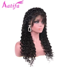Парики из натуральных волос с глубокой волной для женщин, 180% плотность, перуанские волосы, 13x4, парик из натуральных волос, предварительно сорванные волосы Aatifa remy