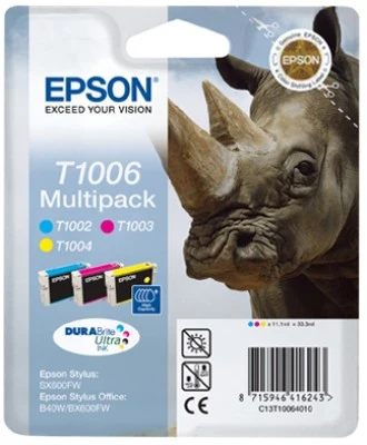 

Epson Multipack 3-colours T1006 DURABrite Ultra Ink, Cyan, Magenta, Yellow, Epson, - Epson Stylus SX610FW - Epson Stylus SX600FW