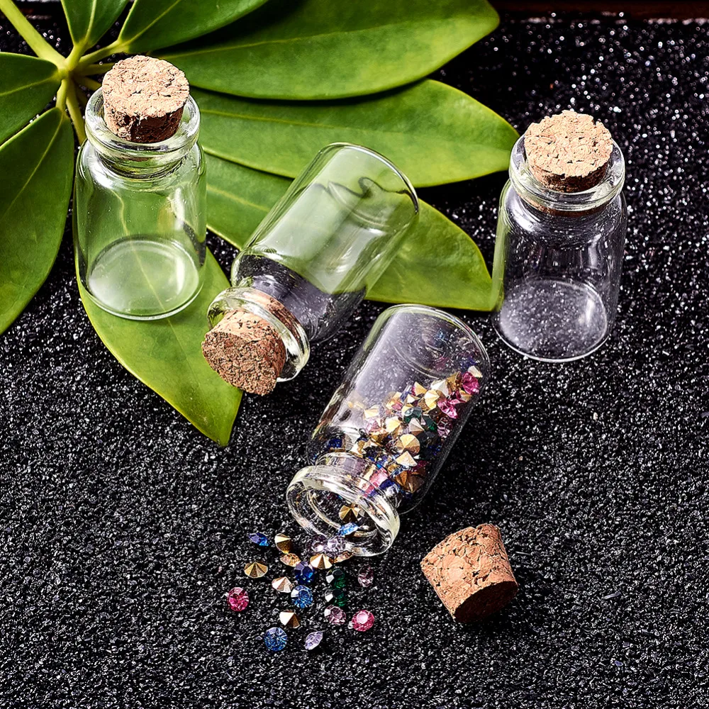 10-20pc Mini Glass Wishing Bottles Jar Empty Clear Bead Containers with Cork Seed Beads Storage Organizer Tiny Vials for Display 2 5 10 20pcs mini clear jewelry box with lid small plastic bead organizer square storage box suitable for mini jewelry