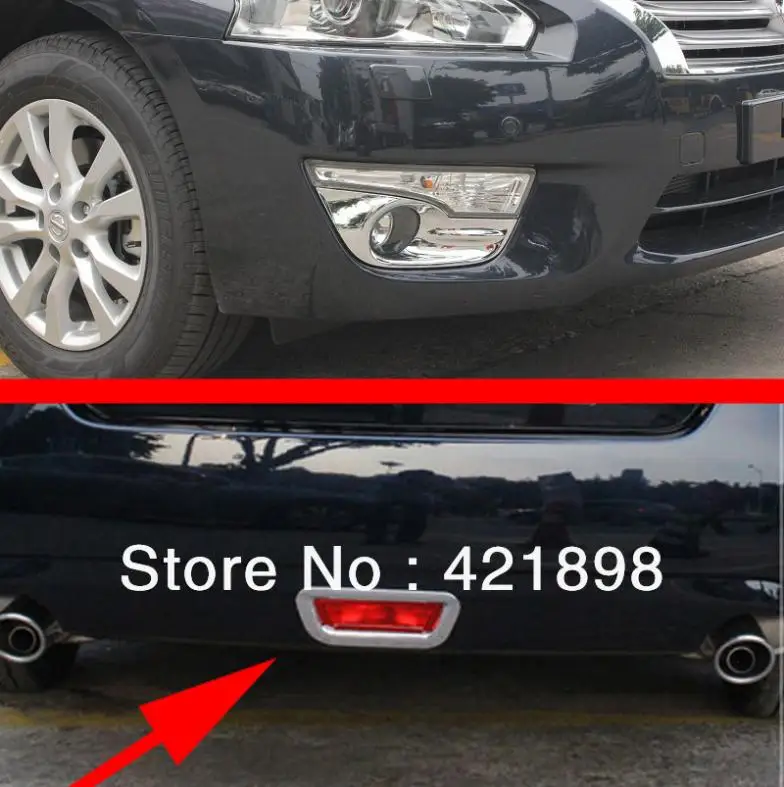 For Nissan Altima 2013 2014 2015 ABS Chrome Front And Rear Fog Light Lamp Cover Trim 2 pcstrim