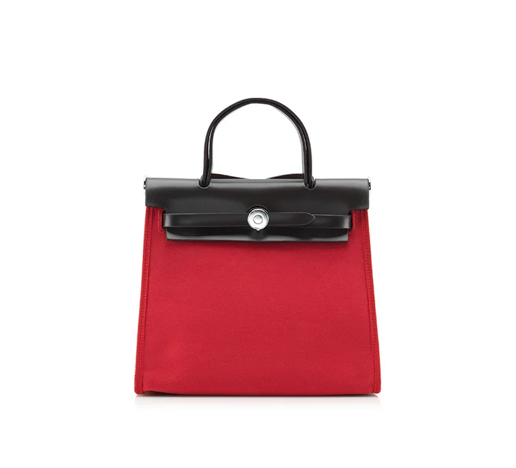 Новые популярные классические сумки из парусины и натуральной кожи, шикарные женские сумки-тоут в стиле пэчворк, основной современный дизайн, сумки-мессенджеры qn093 - Цвет: small red