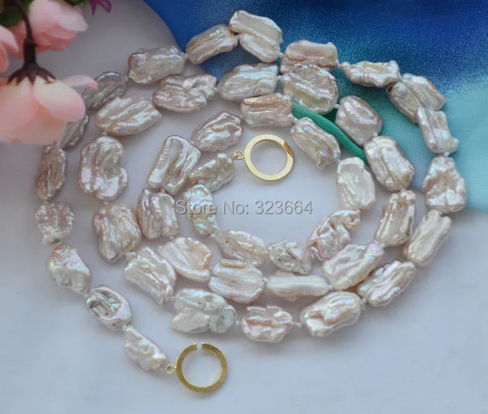 

35" 26mm lavender BAROQUE KESHI dens REBORN PEARL NECKLACE
