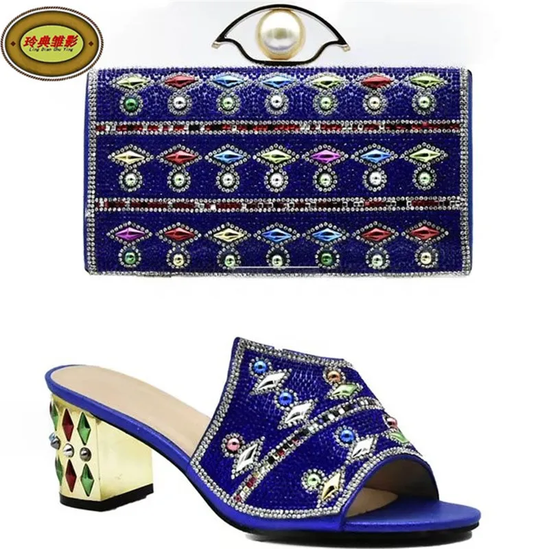

DS05 Good Looking Wholesale African Sandals Shoes And Bag Set Hot Sale African Woman Shoes Matching Purse Free Shipping