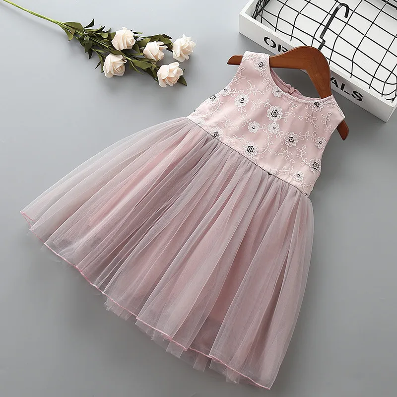 

3-7 year High quality girl dress 2019 new summer fashion bow flower kid children girl clothing party formal princess dress