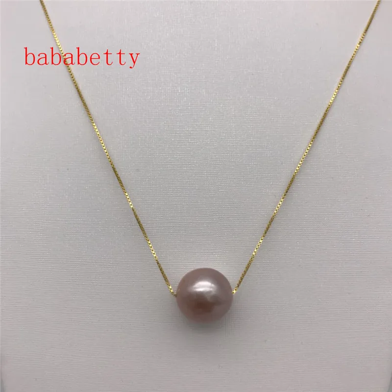 

NEW Perfect Cultured freshwater 12-13MM natural purple irregular shaped Edison pearls 925 sterling silver necklace 18"