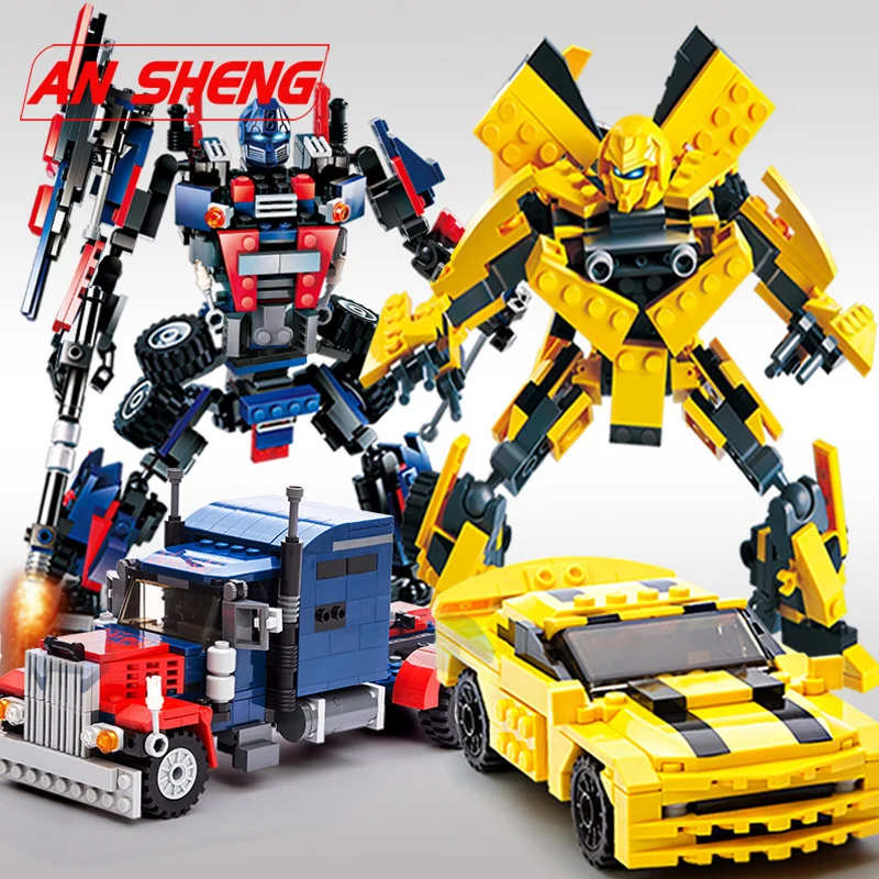 2 In 1 Transformation Robot Building Blocks Set Vehicle Sport Deformation car Robot Model Compatible Legoings Transformation Toy