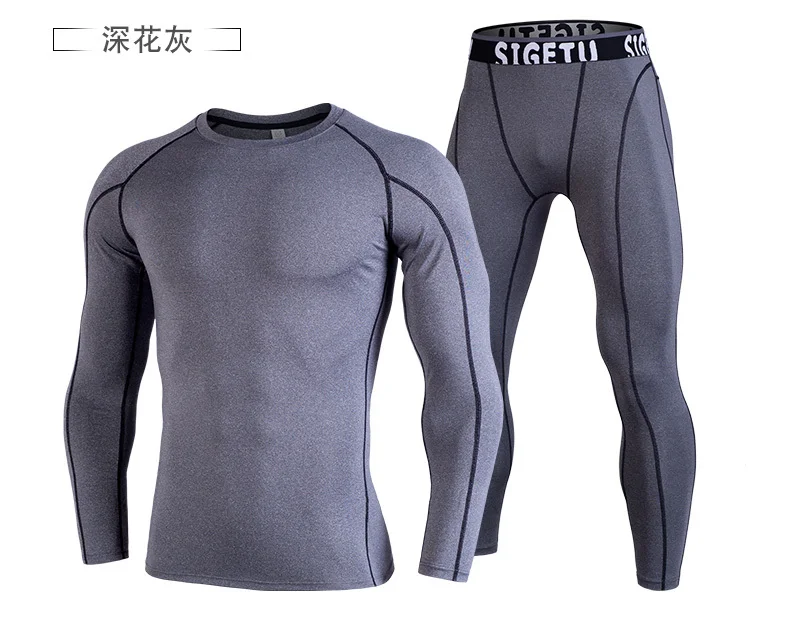Man Compression Sports Suit Quick drying Perspiration Fitness Training MMA Kit rashguard Male Sportswear Jogging Running Clothes (16)