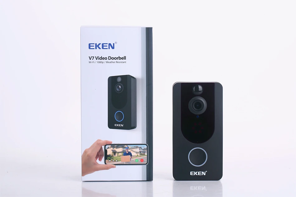 Eken V7 черный 1080P wifi дверной Звонок IP умный беспроводной безопасности пихта детектор движения сигнализация Облачное хранилище дверной звонок, камера