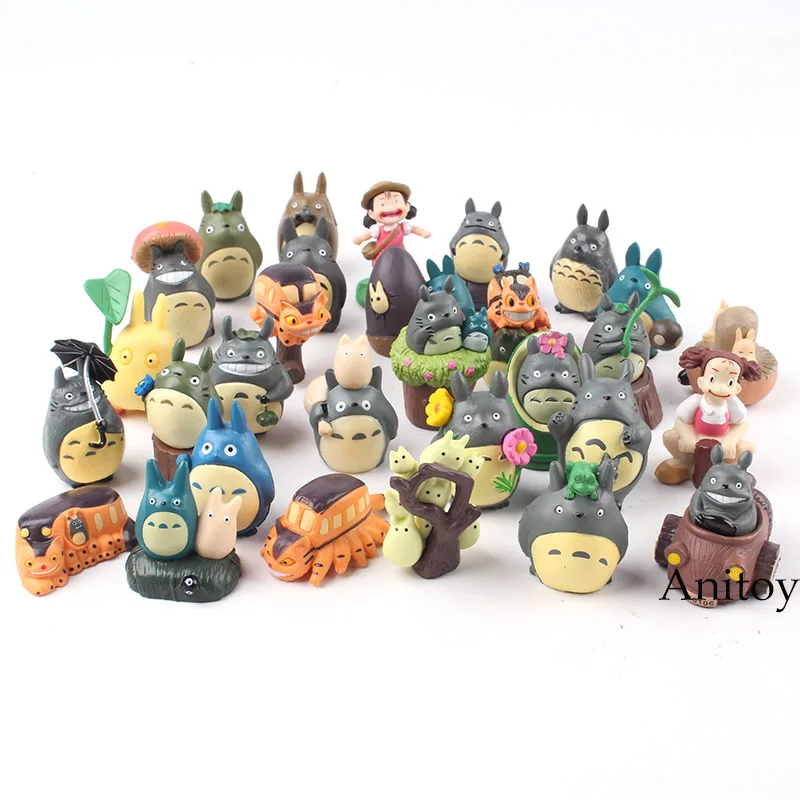 

Hayao Miyazaki Anime My Neighbor Totoro Figure Set Cat Bus Totoro Mei Mini Cute Figure PVC Collectible Toys for Kids Children