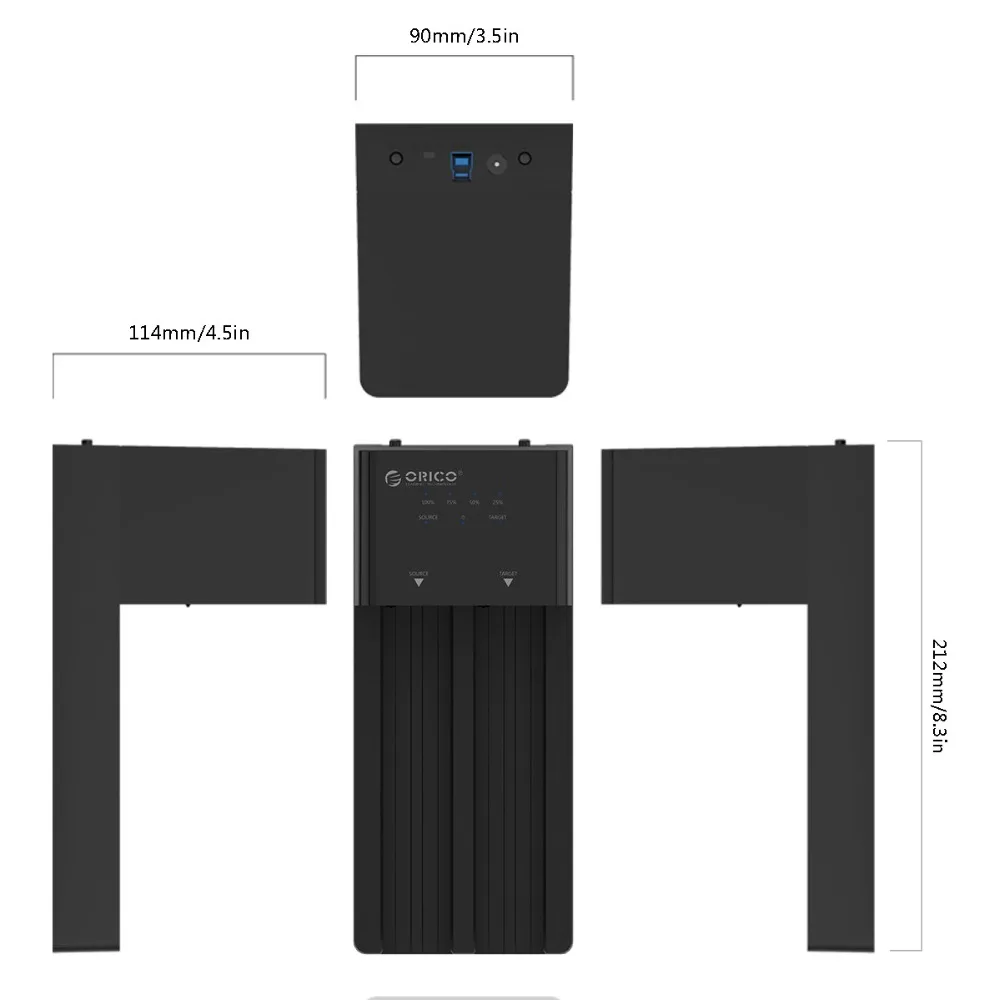 ORICO 2,5 3,5 SATA HDD корпус док-станция автономный клон супер скорость USB 3,0 жесткий диск поддержка 10 ТБ 2 Bay Черный 6528US3-C