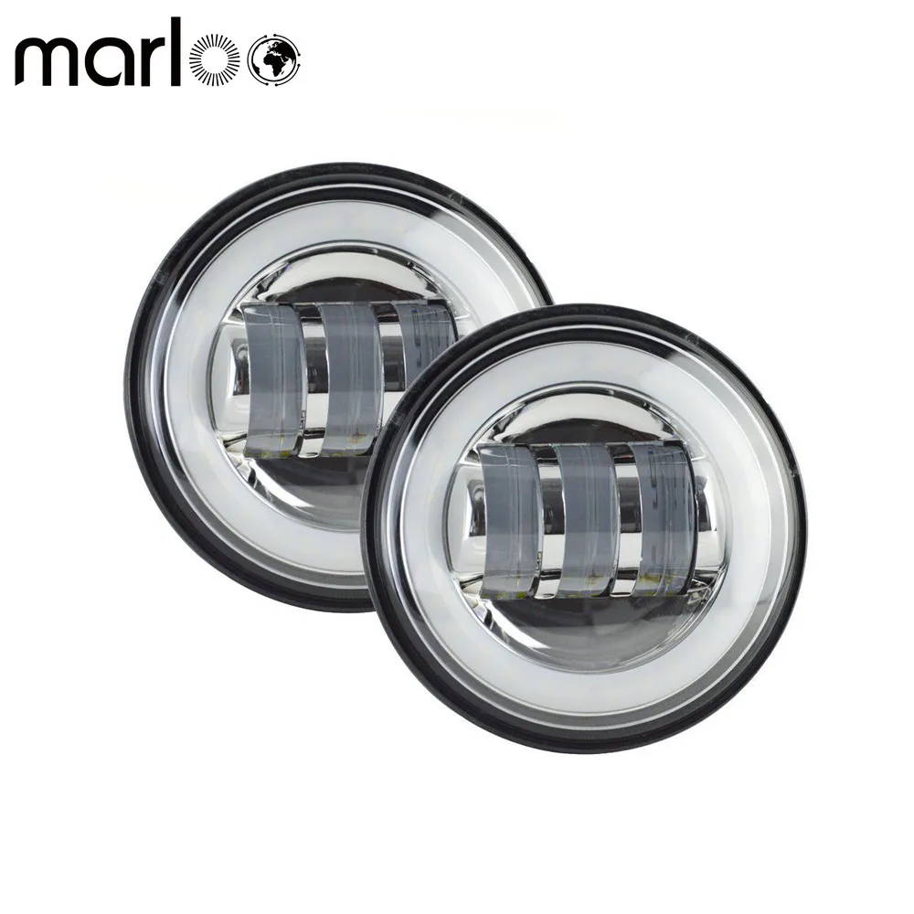 Marloo 2pcs Motorcycle 4 1 2 4 5 Inch LED Fog Light Passing Auxiliary font b