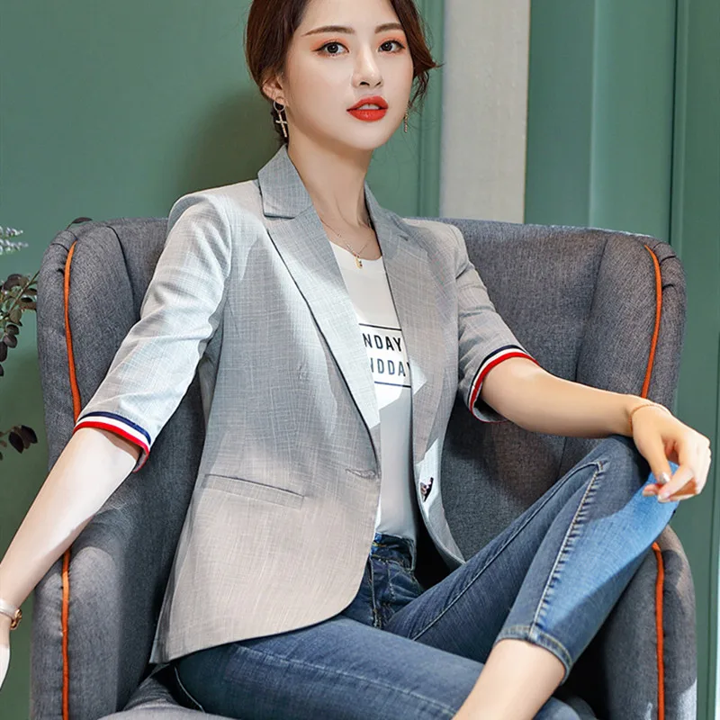 

High quality spring plaid small suit jacket 2019 new Korean fashion casual retro Slim white collar overalls women's jacket