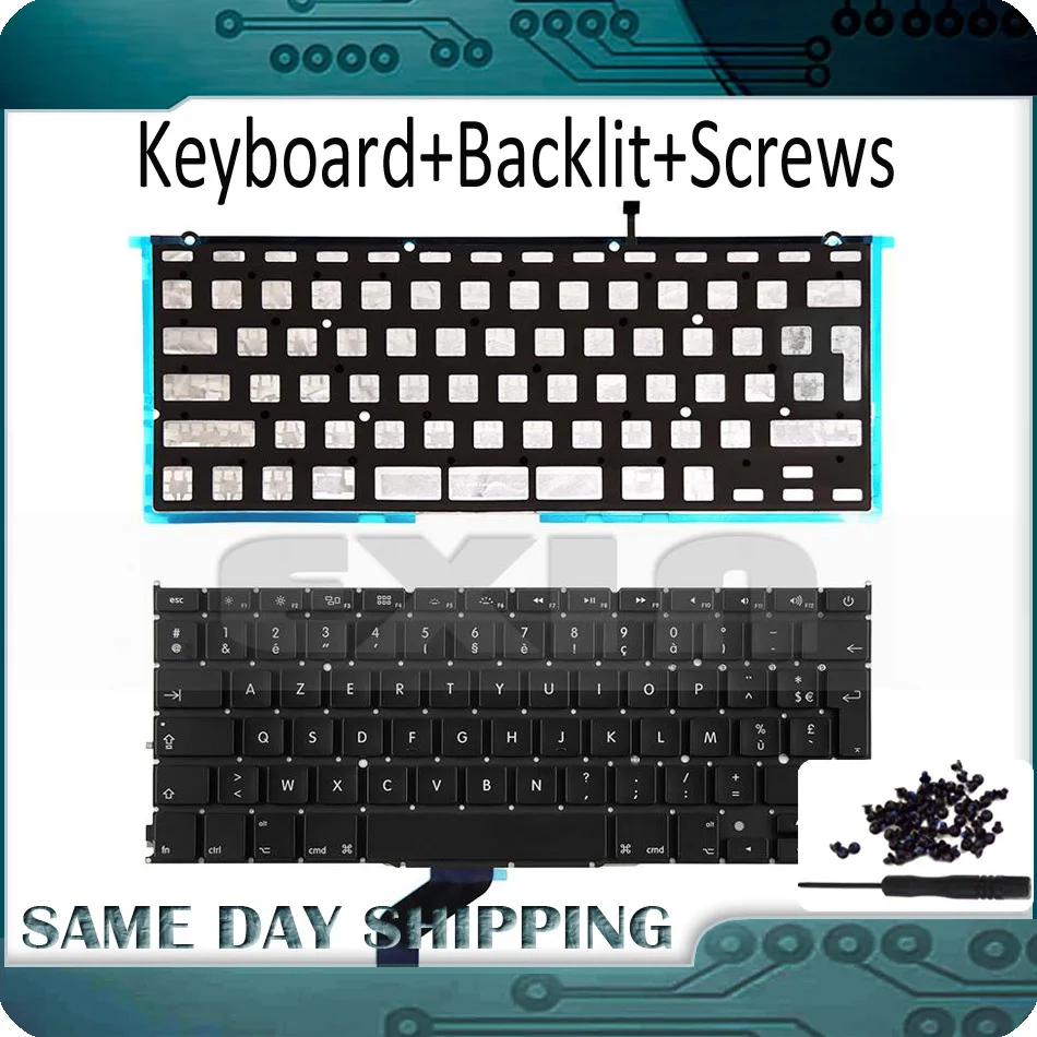 

New for Apple Macbook Pro Retina 13" A1425 French Keyboard AZERTY FR EU Keyboard w/ Backlight Backlight 2012 2013 Year
