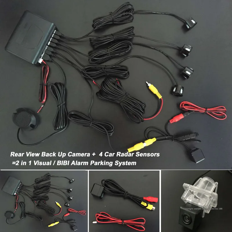 

Car Parking Sensors+Rear View Camera = 2 in 1 Visual BIBI Alarm Parking System For MB Mercedes Benz C Class W204 2007~2014