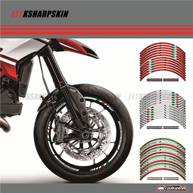

12 X Thick Edge Outer Rim Sticker Stripe Wheel Decals FIT all DUCATI HYPERMOTARD 939 796