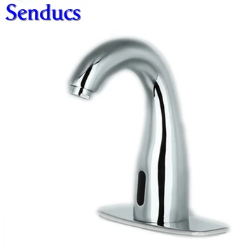 

Free shipping Senducs None Handle Chrome Basin Mixer Tap for Bathroom Touchless Automatic bathroom Sensor Faucet