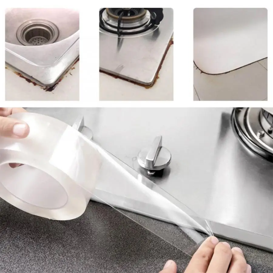 Kichen Аксессуары Инструмент для приготовления пищи прозрачная многофункциональная клейкая лента Водонепроницаемая кухонная ванная лента